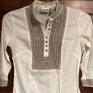 Chicos Brilliant Bling Tunic with crystal embellishments Size S It#C74